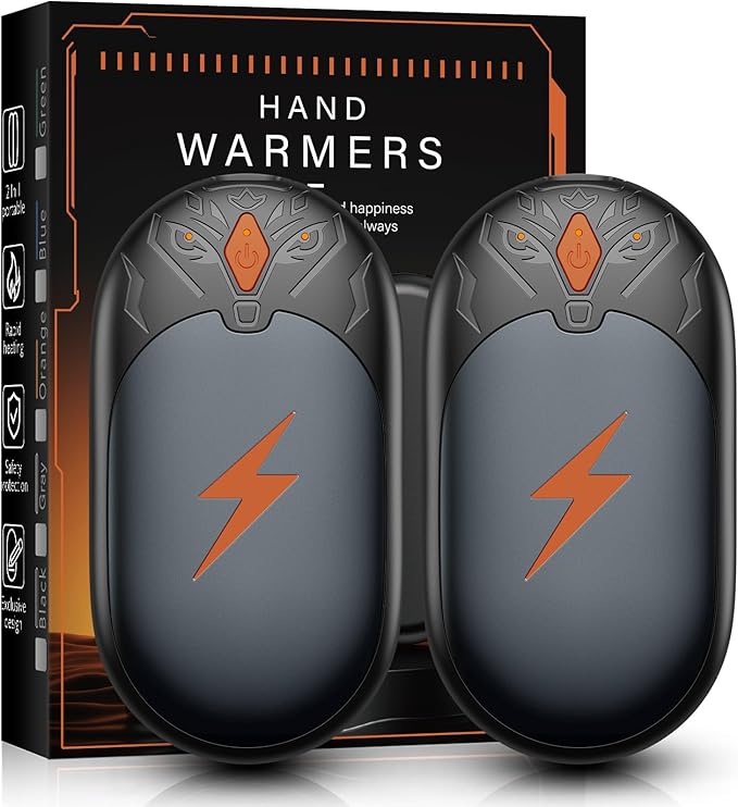 Hand Warmers Rechargeable 2 Pack, Electric Hand Warmer Up to 24Hrs, Wolf-Shape, Portable Reusable HandWarmer, Winter Gifts for Camping, Hunting, Fishing, Christmas