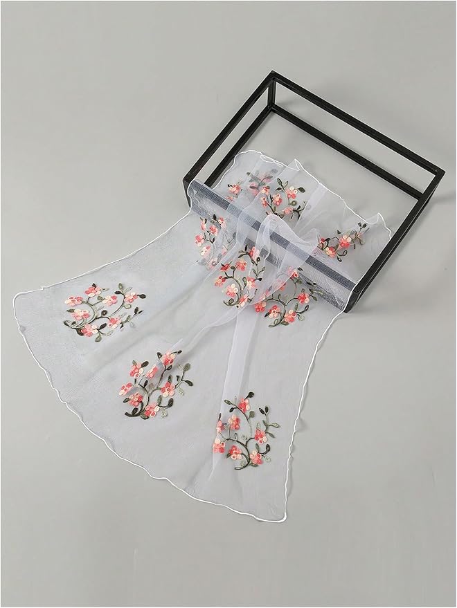Floerns Women's Flower Embroidery Hair Scarf Headband Sheer Lace Hair Bandana