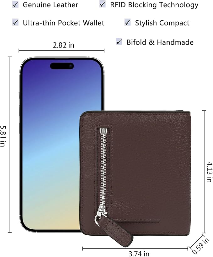 AINIMOER Small Leather Wallet for Women, Ladies Credit Card Holder RFID Blocking Women's Mini Bifold Pocket Purse