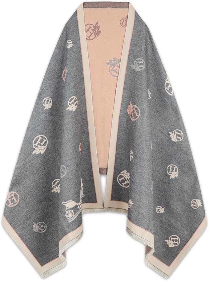 EXTREE Scarfs for Women Pashmina Silky Shawl Wrap for Evening Dressing Blanket Open Front Poncho Cape