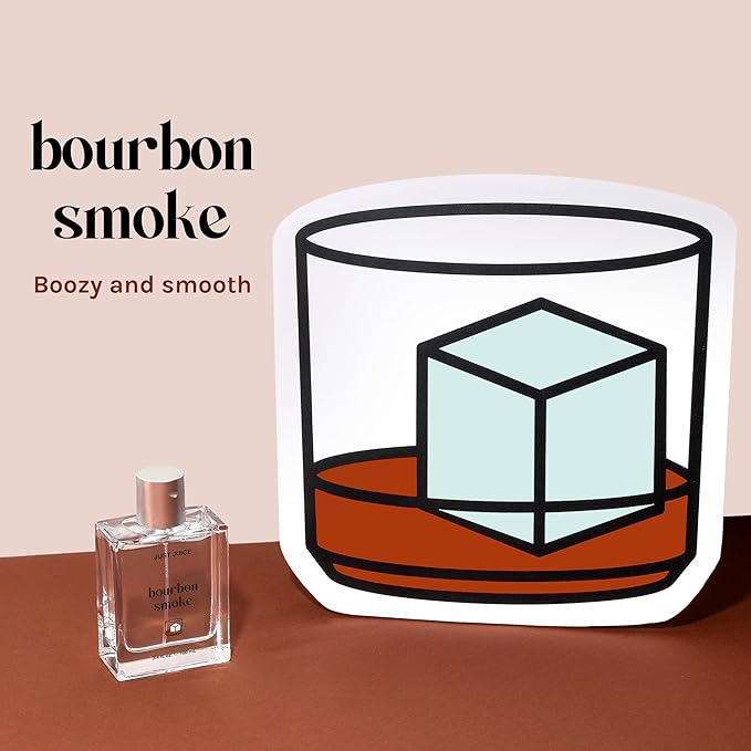 Just Juice Bourbon Smoke - Spicy, Warm Vanilla Perfume for Women and Men - Amber Mini Travel Perfume with Black Pepper, Cedar, Suede - 0.33 oz