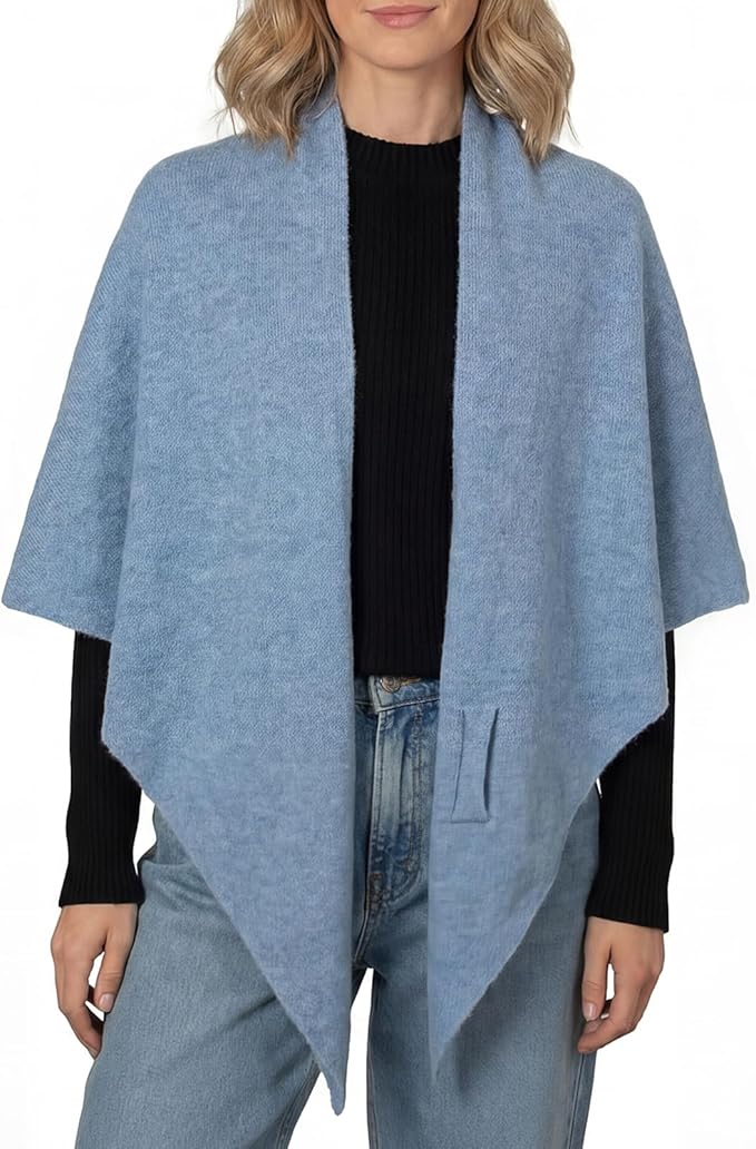 RIIQIICHY Shawl Wrap Women Pashmina Triangle Cape Knit Sweater Scarf for Fall Winter Fashion Accessory