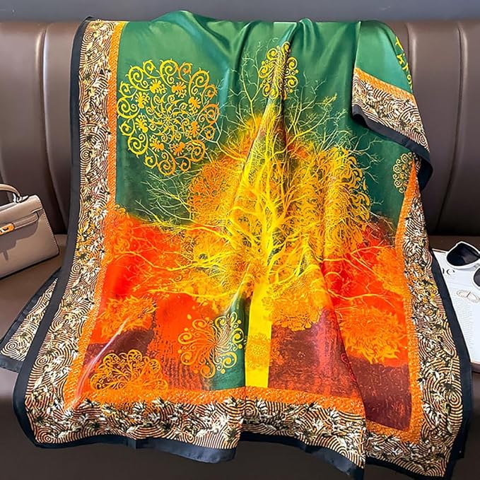 YOUR SMILE Large Mulberry Silk Feeling Long Stain Scarf Lightweight Sunscreen Shawls Wraps for Women