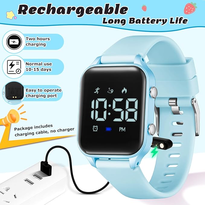 L LAVAREDO Kids Digital Watches for Boys Girls,Waterproof Sport Watch with Pedometer Stopwatch Vibration Alarm for Ages 5-13,No App Fitness Tracker Watch for Kids Teens Birthday Christmas Gifts
