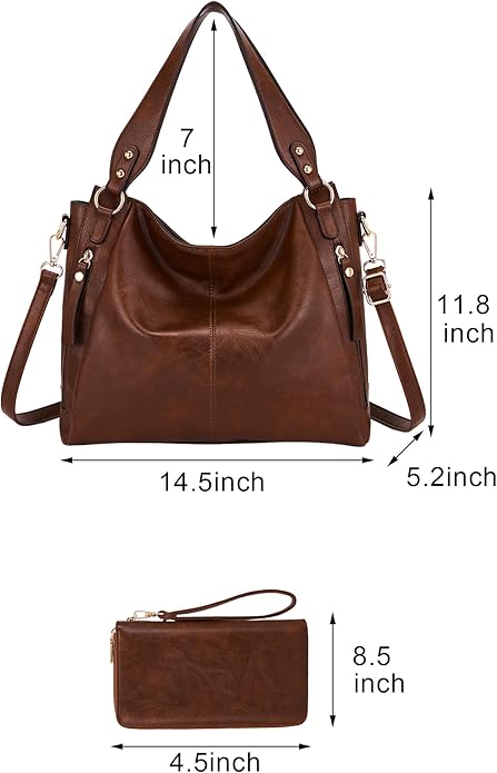 Women's Hobo Handbags Crossbody Bags Ladies Tote Shoulder Bags Purses and Wallet Set 2pcs