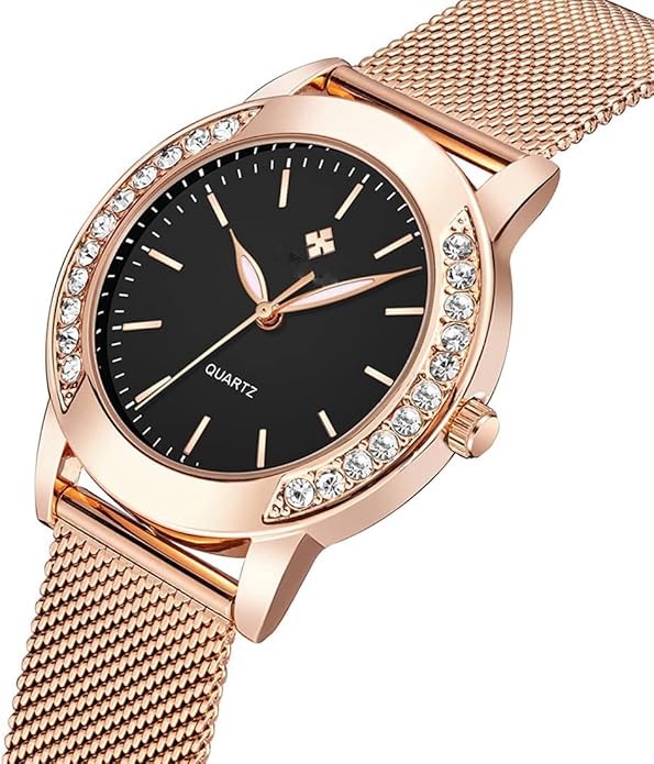 Fashion Watches for Women Rose Gold Stainless Steel Mesh Band Watch Elegant Ladies Gifts Waterproof Wrist Watch