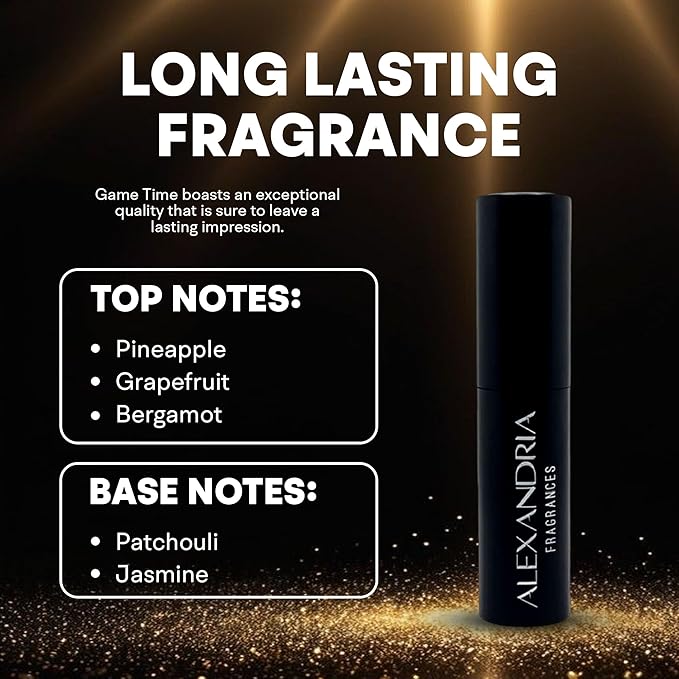 Alexandria Fragrances Game Time Extrait de Parfum - Luxury Long Lasting Perfume for Men & Women - Premium Unisex Fragrance with Sweet Airy Notes & Intoxicating scents - Perfumes Para Hombre 10ml