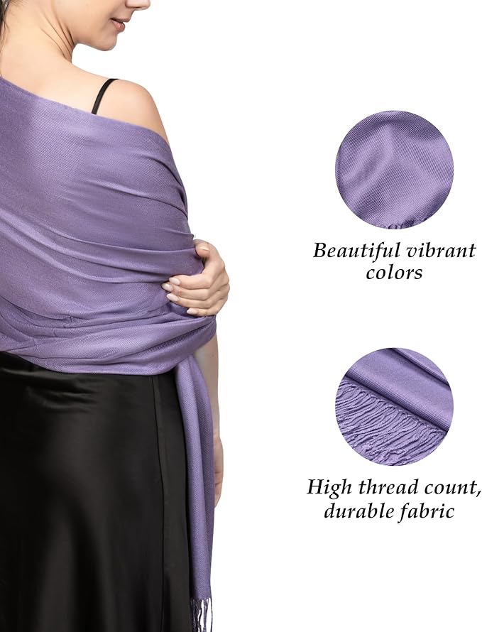Achillea Soft Silky Pashmina Scarf for Women – Shawl Wrap for Evening Dresses, Bridesmaids, Weddings & Everyday Wear