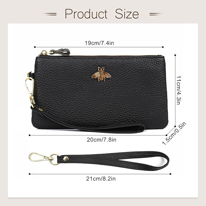 imeetu Women's Wristlet Clutch Purse Leather Cell Phone Wallet Handbag with Wrist Strap