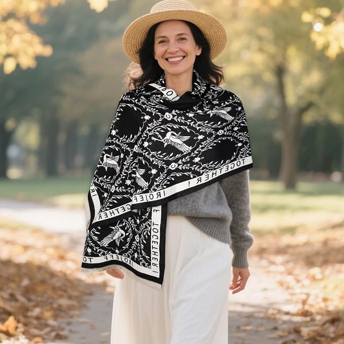EXTREE Scarfs for Women Pashmina Silky Shawl Wrap for Evening Dressing Blanket Open Front Poncho Cape