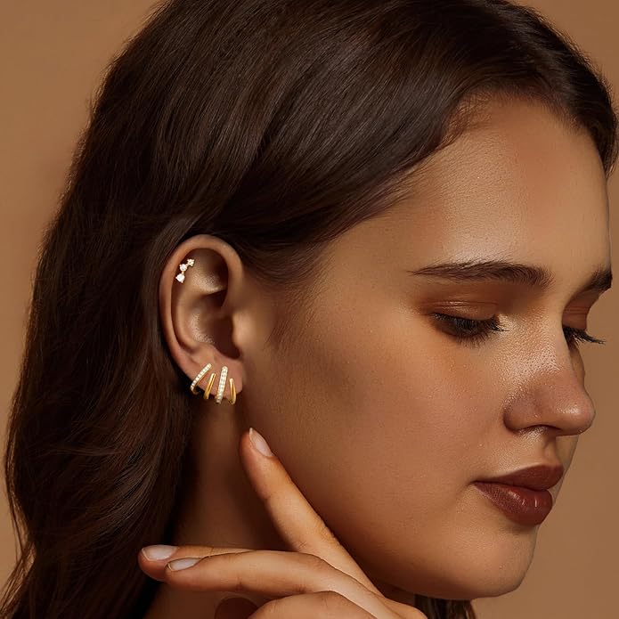 IMBOS Earrings for Women Trendy 14K Gold Stud Earrings Claw Earring Dainty Simple Minimalist Gold Earring Hypoallergenic Jewelry for Women Gifts