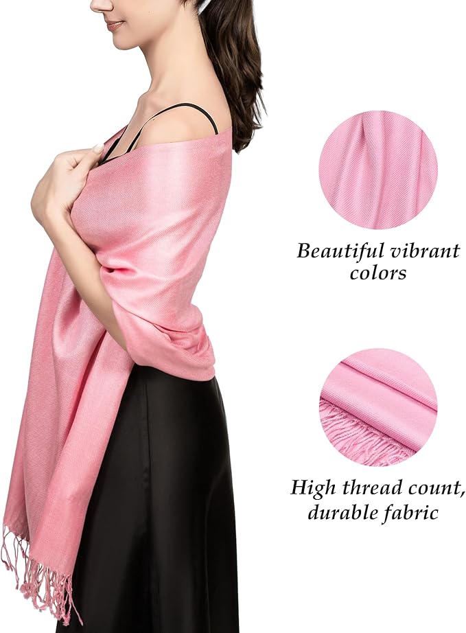 Achillea Soft Silky Pashmina Scarf for Women – Shawl Wrap for Evening Dresses, Bridesmaids, Weddings & Everyday Wear