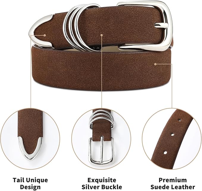 Women's Leather Belts with Gold Buckle Fashion Leather Waist Belt Elegant Ladies Belts for Jeans Dress & Casual Wear