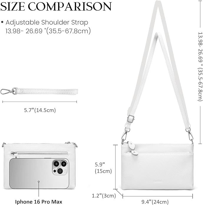 befen Genuine Leather Wristlet Clutch Wallet Purses with RFID Blocking, Small Crossbody Bags Shoulder Handbag for Women