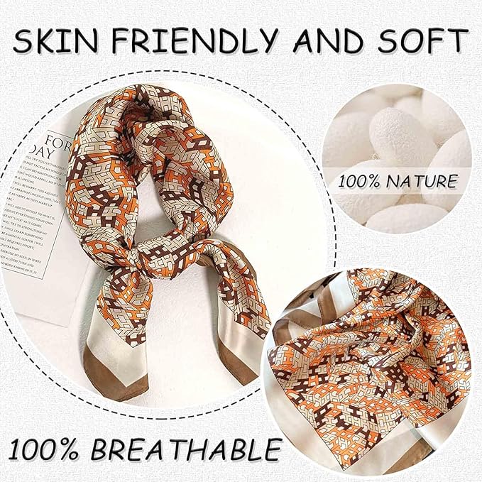 Dailyacc Hair Bandanas Scarf For Women Lightweight Fashion Neck Silk Satin Head Scarves For Sleeping Handbags Scarf