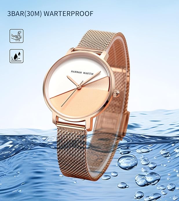 HANNAH MARTIN Watches for Women Waterproof Ladies Analog Quartz Wrist Watches Stainless Steel Band Fashion Dainty Female Watch Luxury Bracelet Diamond