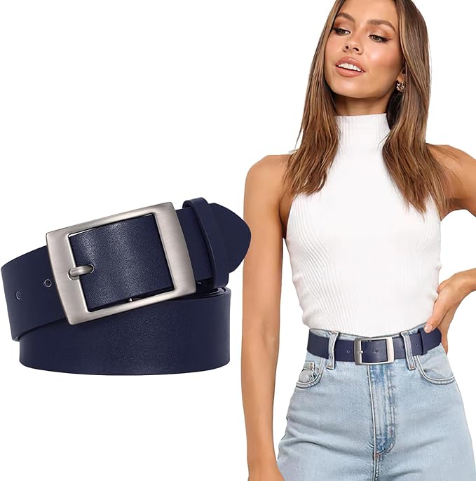 SUOSDEY Fashion Womens Leather Belts,Wide Waist Belt with Pin Buckle for Jeans Pants Dresses,1.5" width