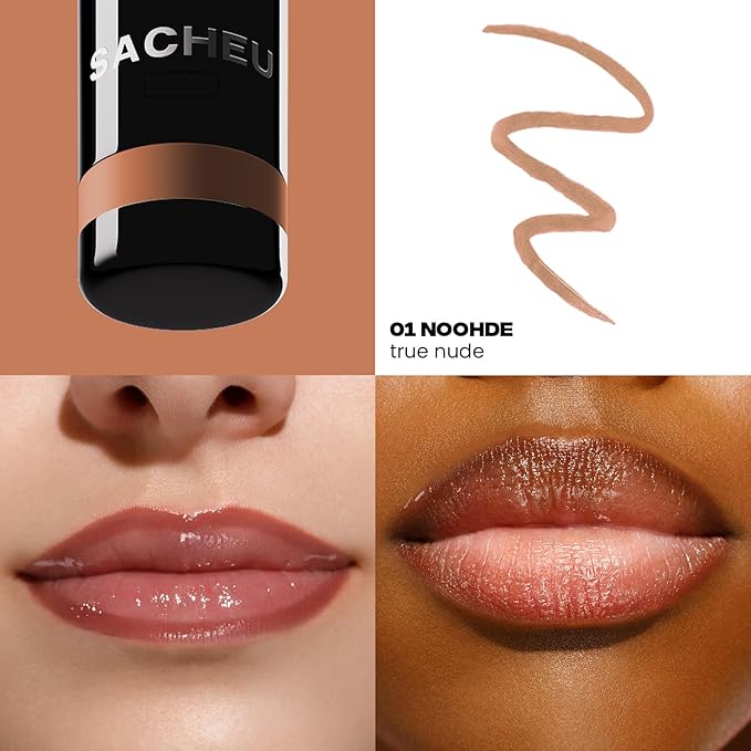 Sacheu Lip Liner STAY-N Peel Off Lip Stain — Long Lasting Waterproof Lip Tint with Hyaluronic Acid & Vitamin E — Transfer Proof Matte Finish, Vegan & Cruelty-Free (nOOHde)