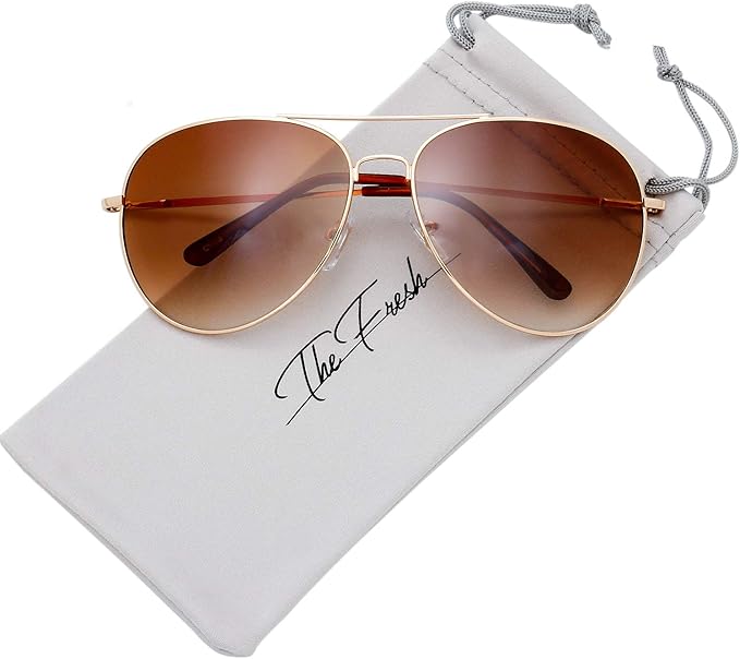 The Fresh Classic Aviator Frame Light Color Lens XL Oversized Sunglasses Gift Box