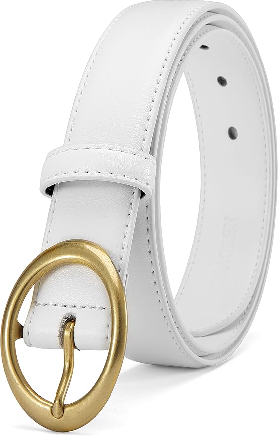 Womens Belt - CR Leather Belt Women Casual for Jeans Pants Dress - Belts with Gold Buckle for Women Fashion