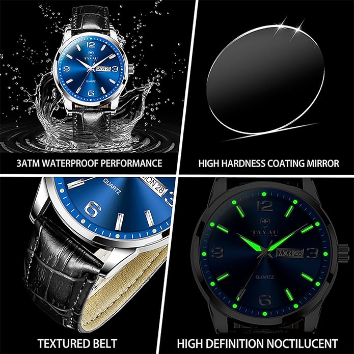 Watches for Men Adjustable Large Arabic Numerals Mens Watches Waterproof Band with Date Popular Quartz Men's Wrist Watch