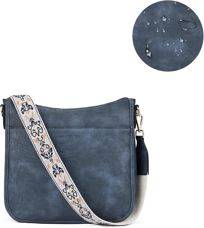 BOSTANTEN Crossbody Bags for Women Trendy Vegan Leather Hobo Purses Shoulder Handbags With Wide Shoulder Strap