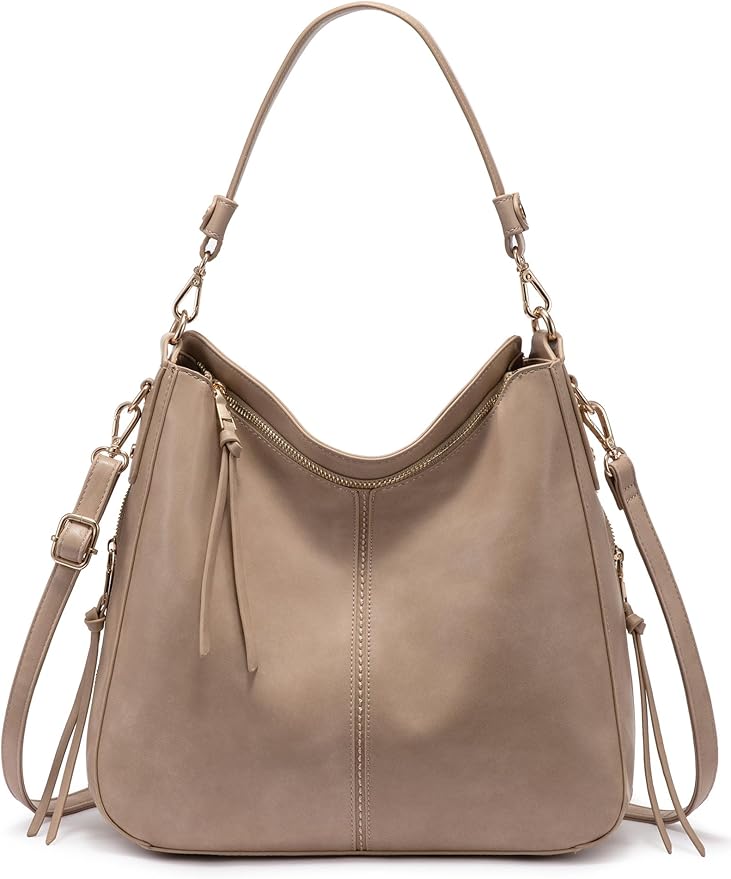 Realer Hobo Crossbody Bags for Women Designer Faux Leather Hobo Handbags Retro Large Size Shoulder Bag Bucket Purse
