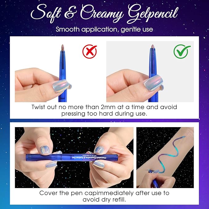 Chameleon Metallic Eyeshadow & Eyeliner Gel Pencil – Multichrome Shifting Colors Glitter Eye Makeup, Waterproof Long-Lasting Smudge-Proof Duochrome Pencil (Teal Green to Rose Magenta)