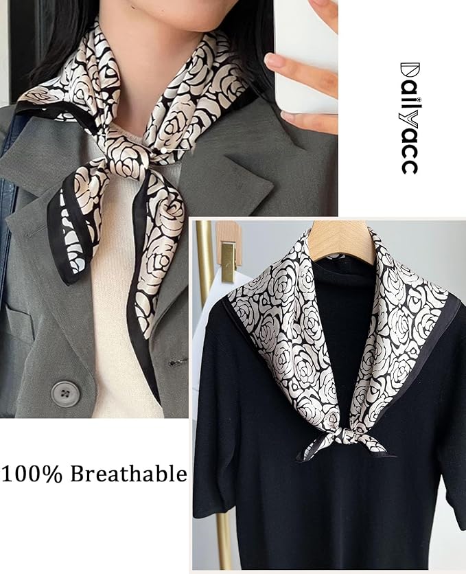 Dailyacc Hair Bandanas Scarf For Women Lightweight Fashion Neck Silk Satin Head Scarves For Sleeping Handbags Scarf