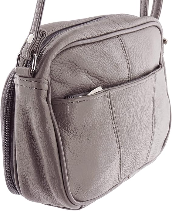 Cowhide Leather Women's Shoulder Purse Small Cross Body Organizer Bag with Many Pockets