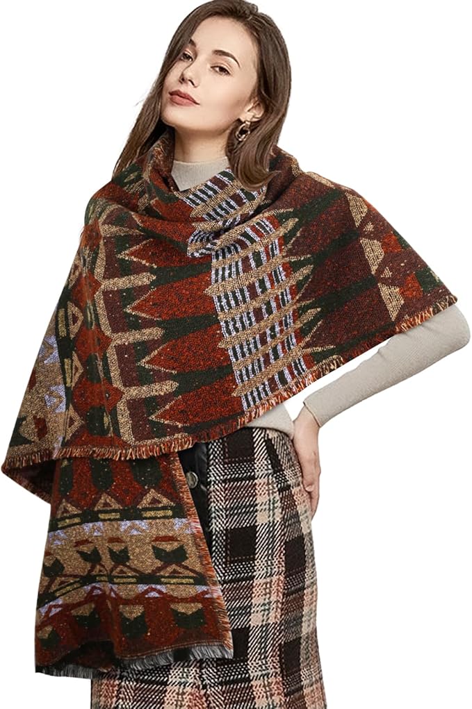EXTREE Scarfs for Women Pashmina Silky Shawl Wrap for Evening Dressing Blanket Open Front Poncho Cape
