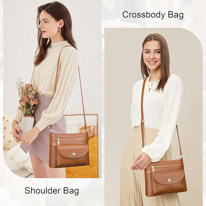 Over Earth Genuine Leather Crossbody Bags for Women Trendy Purses and Ladies Shoulder Handbags