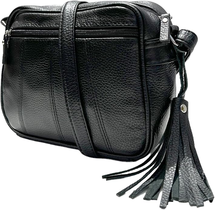 Cowhide Leather Women's Shoulder Purse Small Cross Body Organizer Bag with Many Pockets