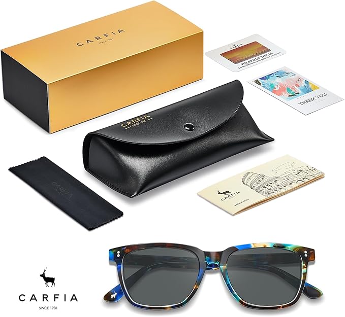 CARFIA Polarized Sunglasses for Women: Acetate, Small/Medium Size, UV400 Anti Glare CA5354