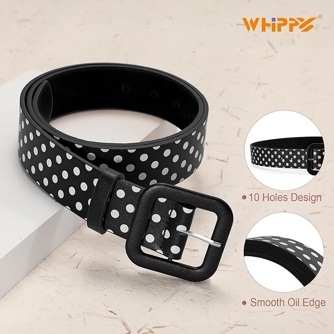 WHIPPY Women Leather Belt Candy Color Fashion Square Buckle Belt Ladies Belt for Jeans Pants Dresses