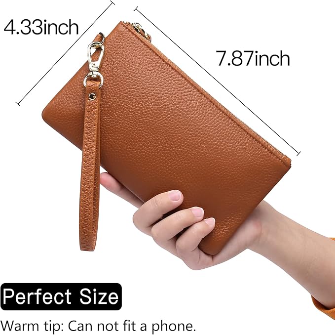 GOIACII Women's Wristlet Clutch Slim Leather Wallet RFID Blocking Handbag