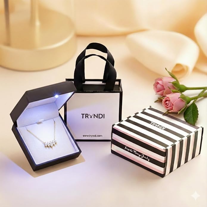 TRYNDI 14K Solid Gold Premium Lab Grown Diamond Necklace for Women – Gold Marquise Necklace Luxury Fine Jewelry Gift For Women, Wife Gifts For Christmas, Birthday, Anniversary and Valentines