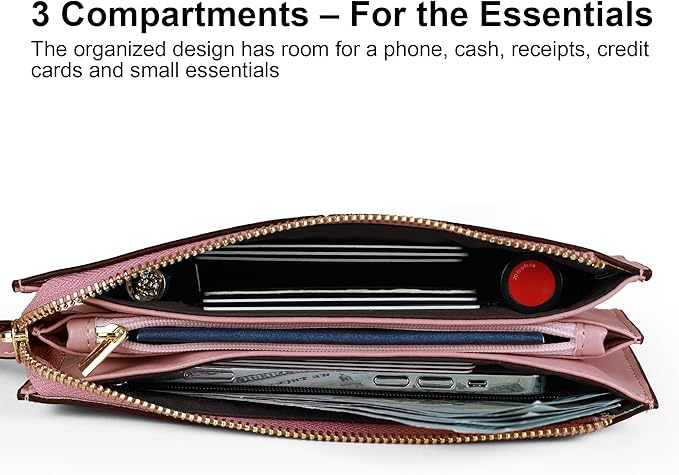 befen Genuine Leather Wristlet Clutch for Women Ultra-Slim Ladies Credit Card Holder Wallet Purses with RFID Protection