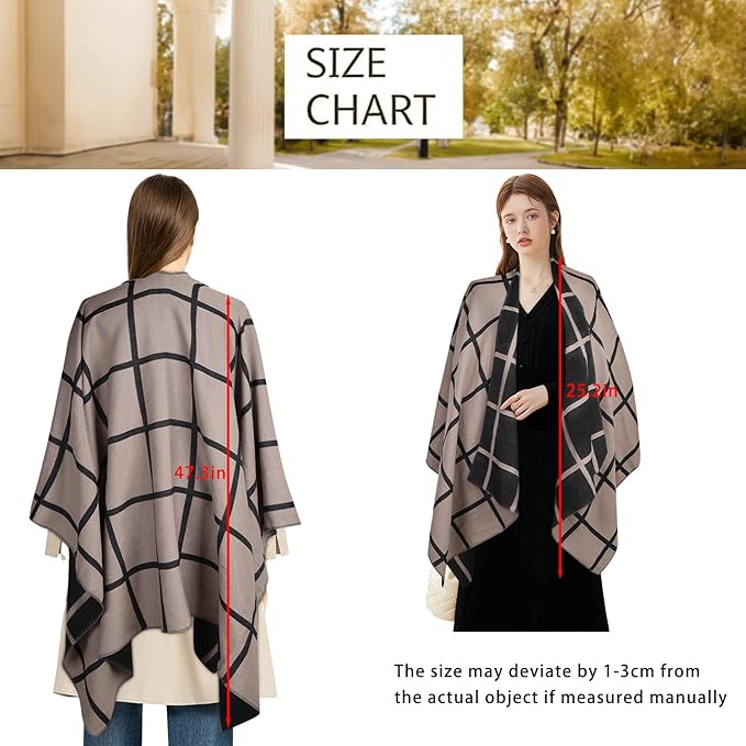 EXTREE Scarfs for Women Pashmina Silky Shawl Wrap for Evening Dressing Blanket Open Front Poncho Cape