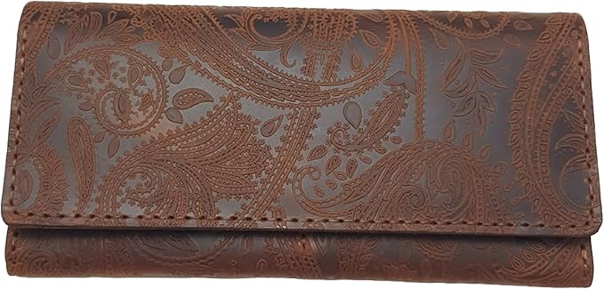 Genuine Leather Handmade Wallet for Women Large Capacity Credit Card Holder Ladies Bifold Long Clutch Handbag Slim Minimalist Western Purse with Zipper Pocket