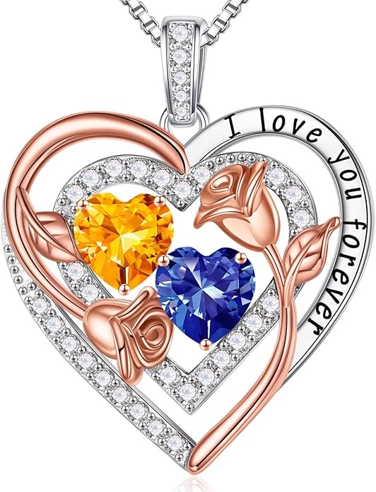 Iefil Mothers Day Gifts for Wife - Sterling Silver Birthstone Necklace Birthday Gifts for Her Wife