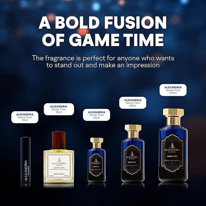 Alexandria Fragrances Game Time Extrait de Parfum - Luxury Long Lasting Perfume for Men & Women - Premium Unisex Fragrance with Sweet Airy Notes & Intoxicating scents - Perfumes Para Hombre 60ml