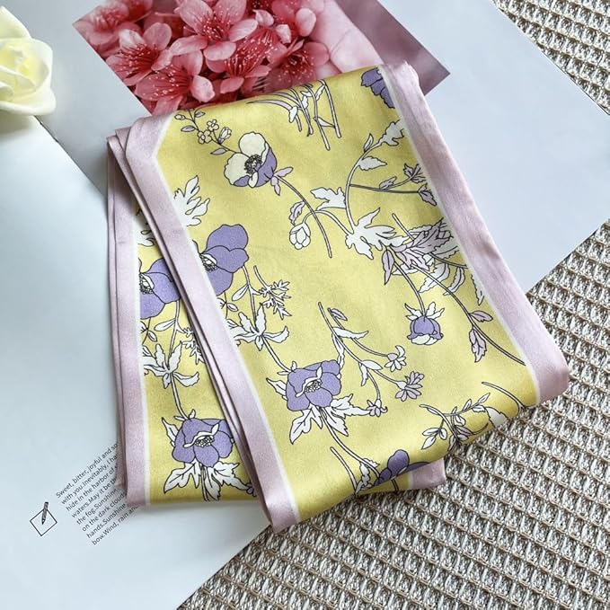 Silk Head Scarf for Hair Fashion Headwrap for Women Lightweight Neck Tie