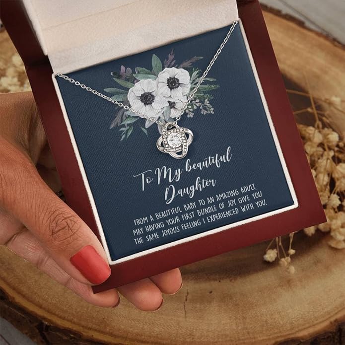 VIRAGIL To My Daughter Gift Necklace From Dad or Mom - Badass Daughter Jewelry With Heartfelt Message & Elegant Box
