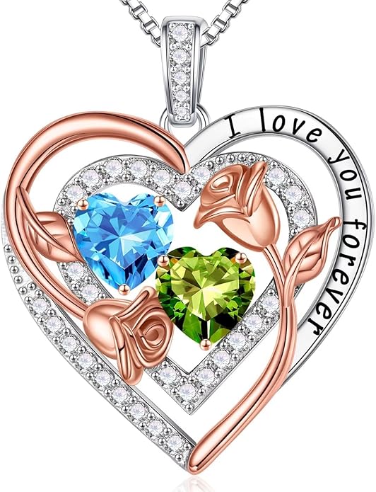 Iefil Mothers Day Gifts for Wife - Sterling Silver Birthstone Necklace Birthday Gifts for Her Wife
