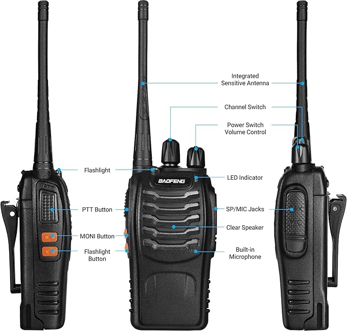 Walkie Talkies Radios Baofeng Radio BF-888s Long Range with Antenna Earpiece Mic Rechargeable 2 Way Radio UHF Comunicacion Walkie Talkie with Headsets (Pack of 4)