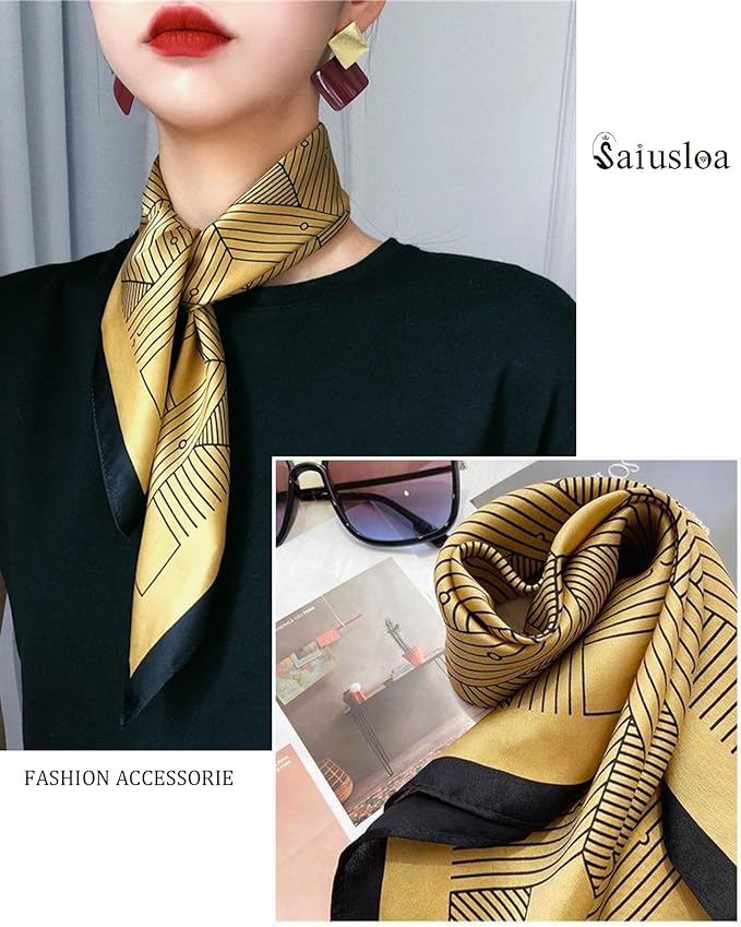 Neck Scarf For Womens Silky Head Scarves Hair Bandanas Square Scarf Fashion Accessories lightweight