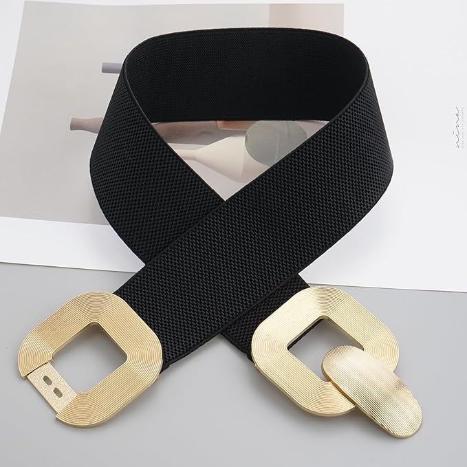 Glamorstar Women Wide Stretchy Belts Elastic Waist Belts for Dresses
