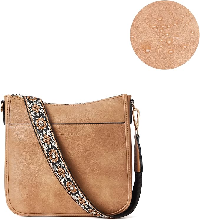 BOSTANTEN Crossbody Bags for Women Trendy Vegan Leather Hobo Purses Shoulder Handbags With Wide Shoulder Strap