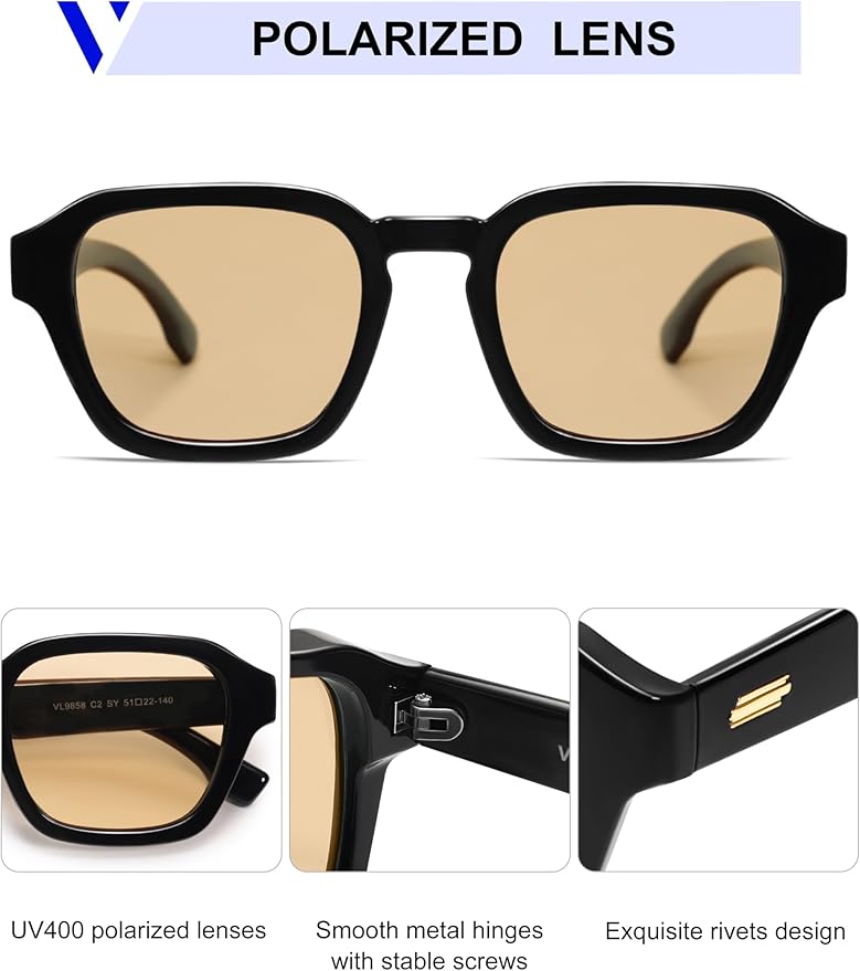 VANLINKER Retro Vintage Polarized Trendy Small Square Sunglasses for Women Men 2025 Fashion Shades VL9858